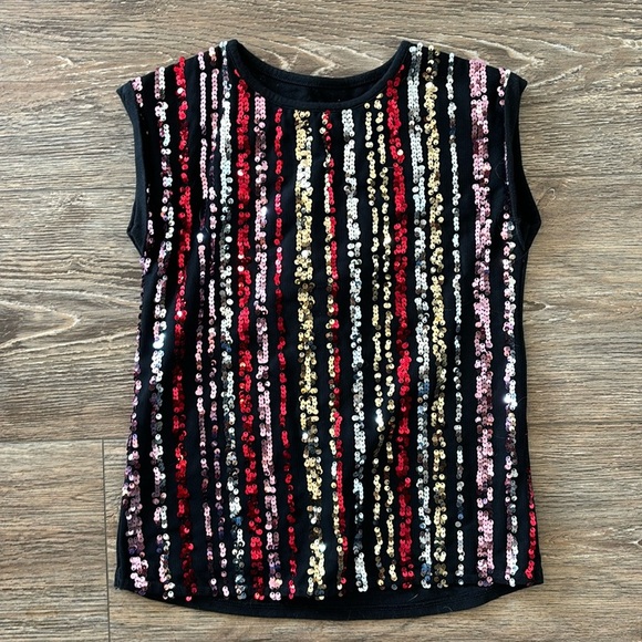 Black Sequin Tank Top Girls Size 10 Concert Festival Rocker Costume - Picture 1 of 3
